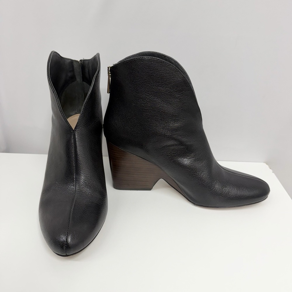 Diane von Furstenberg Leather Ankle Boots Black Back Zippers 38 8 M Fits 8 - 8.5